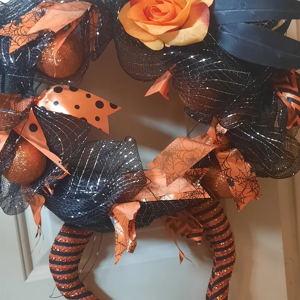 Halloween Orange and Black Wreath